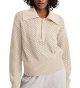 Women's Half Zip Pullover Sweaters Lapel Collar Long Sleeve Knit Solid Color Jumper