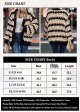 Women's Cardigan Autumn Lantern Sleeve Front Stripe Colorblock Loose Cable Knit Sweater Jacket