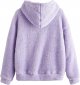 Women's Long Sleeve Color Block Pullover Sweatshirt Fuzzy Fleece Hooded Tops