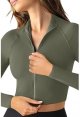 Women's Zipper Fitness Seamless Long Sleeve Rib Yoga Exercise Shirt Cropped Sweatshirt Slim Tops