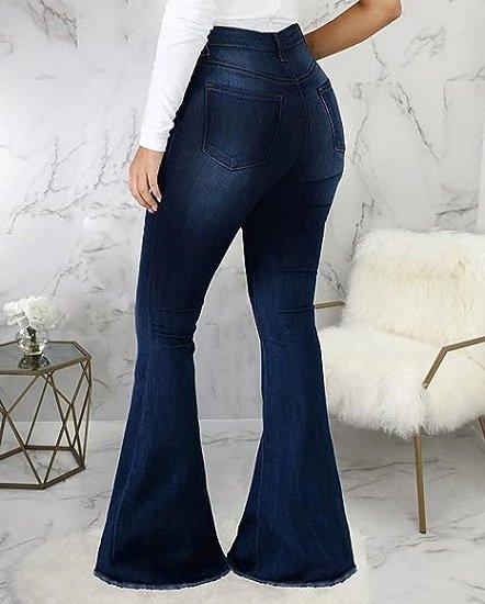 Women's Ripped High Waist Flare Classic Flare Jeans