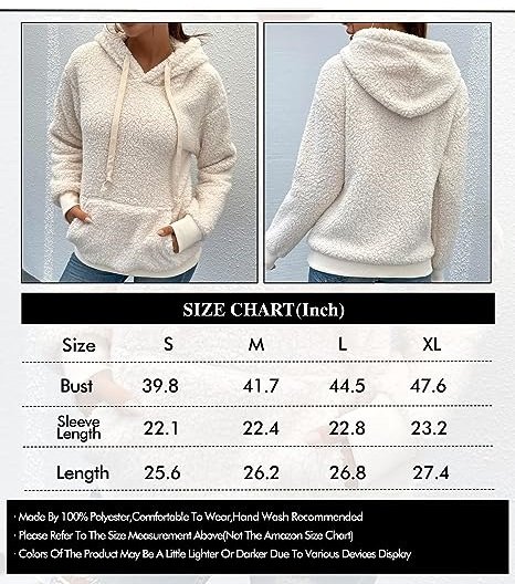 Winter Women's Plush Fleece Hoodie Sweatshirt Casual Long Sleeve Pullover With Pockets