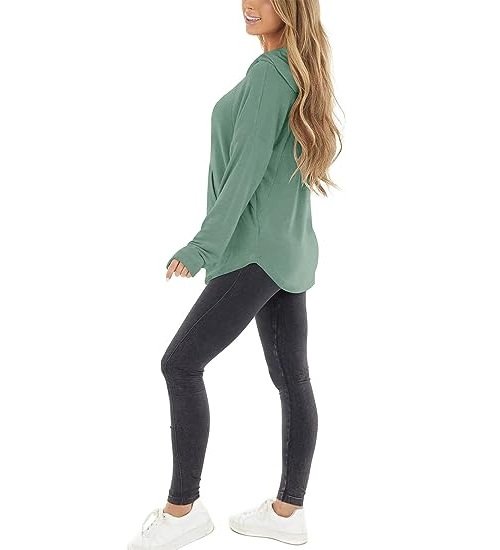 Women's Long Sleeve Hoodies Drawstring Sweatshirts Hooded Tops with Pocket