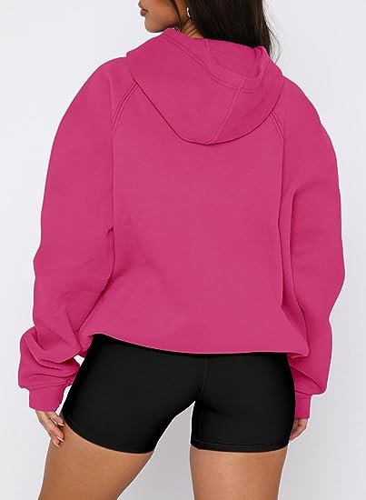 Women Hoodies Pullover Long Sleeve Sweatshirt Kangaroo Pocket Solid Basic Top